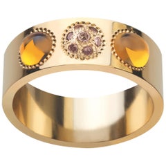 LALIQUE Petillante Amber Ring 18K Gold Size 53