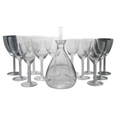 Lalique Phalsbourg Clear Crystal Stemware Set: Decanter & '7' Wine Stems