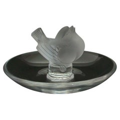 Vintage Lalique, 'Pinson' - Frosted Crystal Ring Holder, France, Late 20th Century