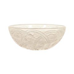 Lalique "Pinsons" Art Deco Schale aus mattiertem Kristallglas, CIRCA 1930er Jahre