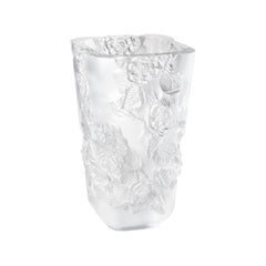 Lalique Pivoines Vase Large Size Clear Crystal