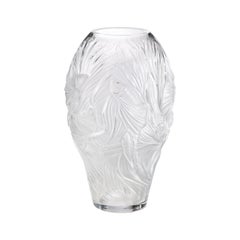 Lalique Poissons Combattants Grand Vase Clear Crystal
