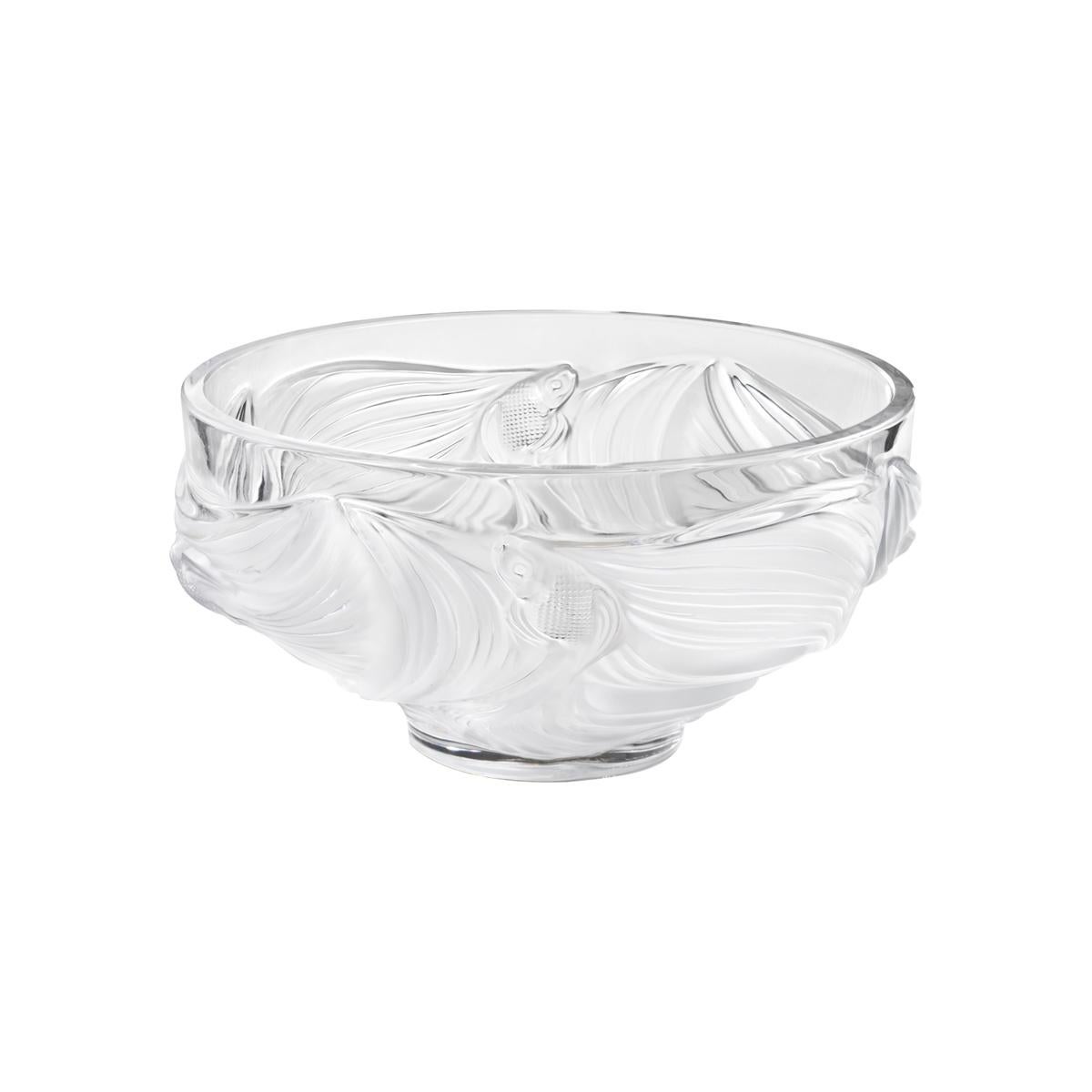 Lalique Poissons Combattants Large Bowl Clear Crystal For Sale