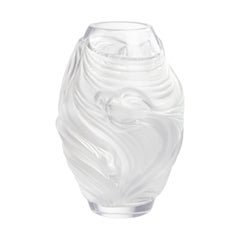 Lalique Poissons Combattants Small Vase Clear Crystal