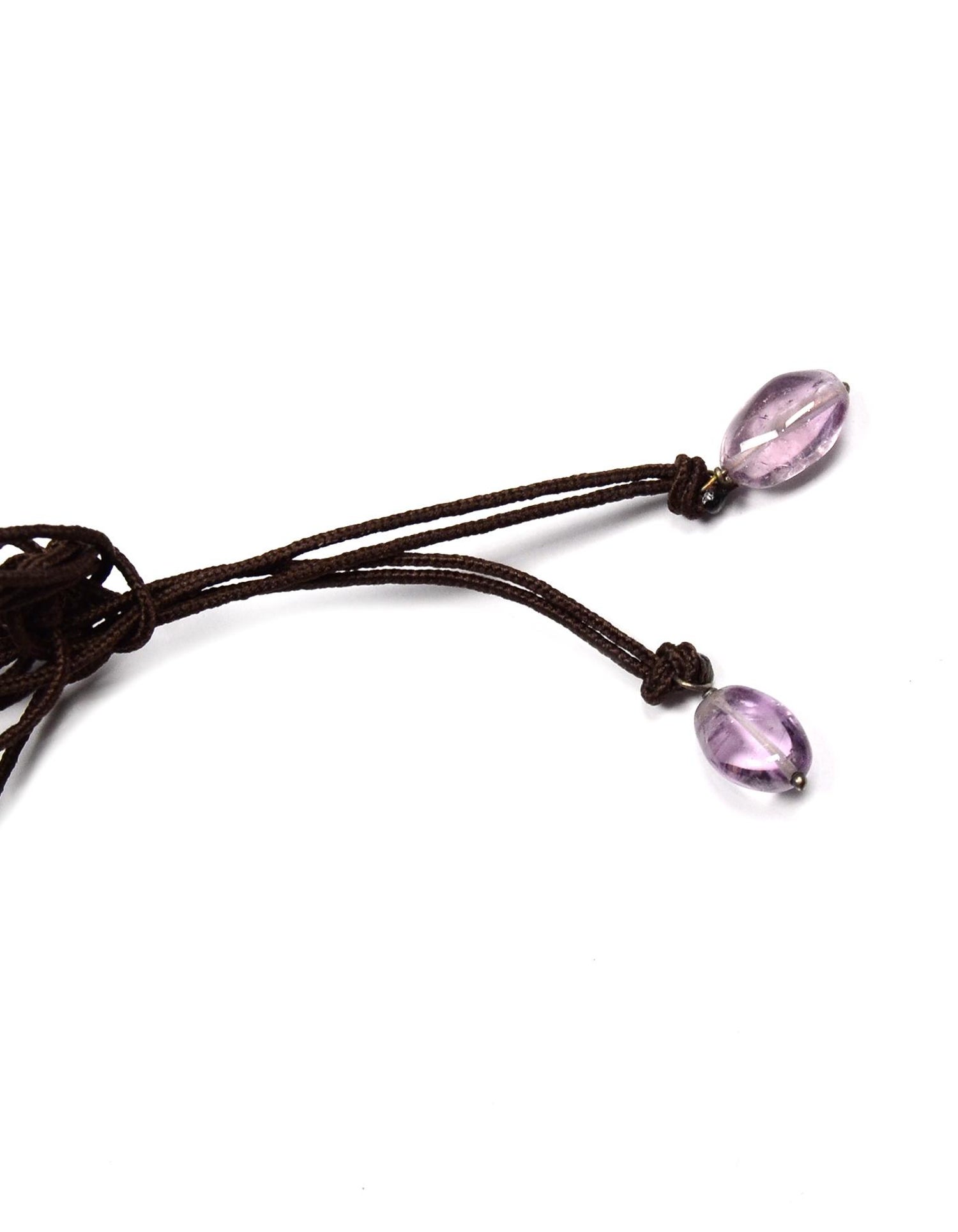 Lalique Purple Crystal Serpent Snake Rope Necklace W Green Aventurine
