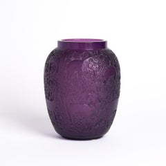 Lalique Purple Glass Biches Vase