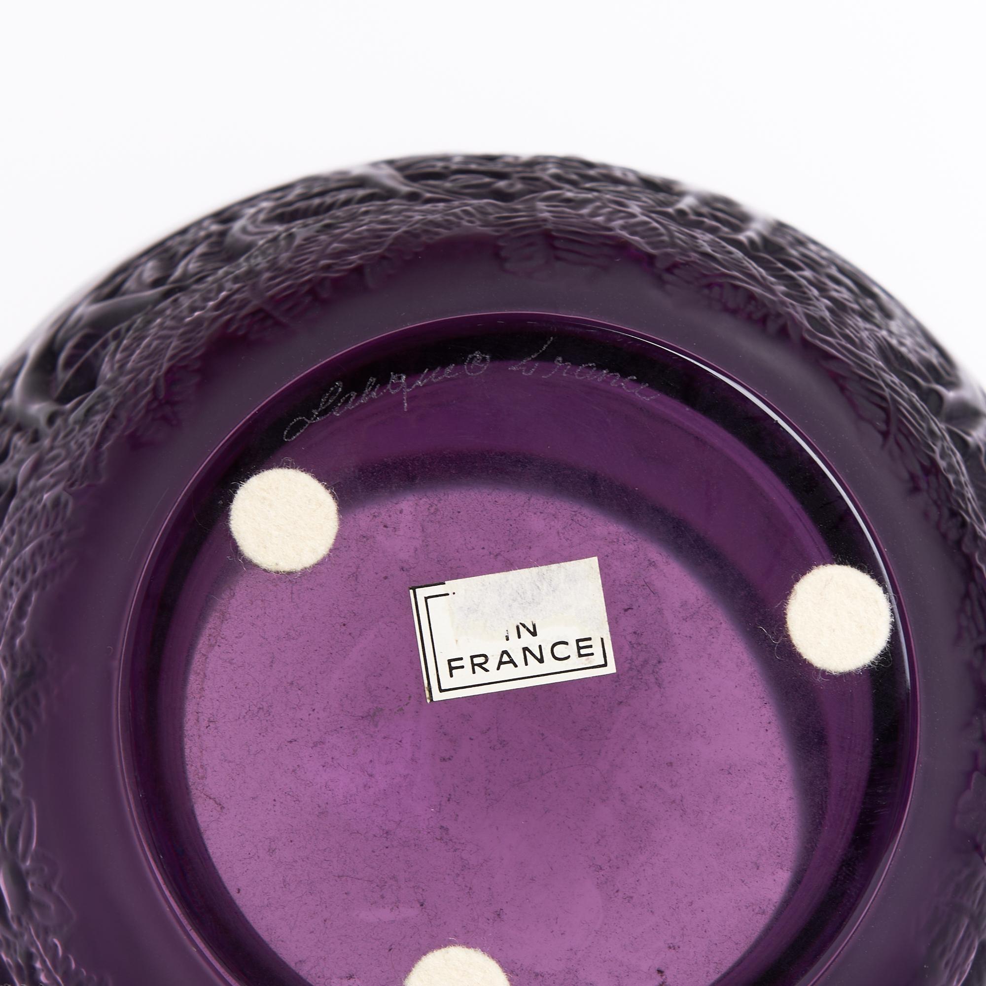 Lalique Purple Glass Biches Vase For Sale 2