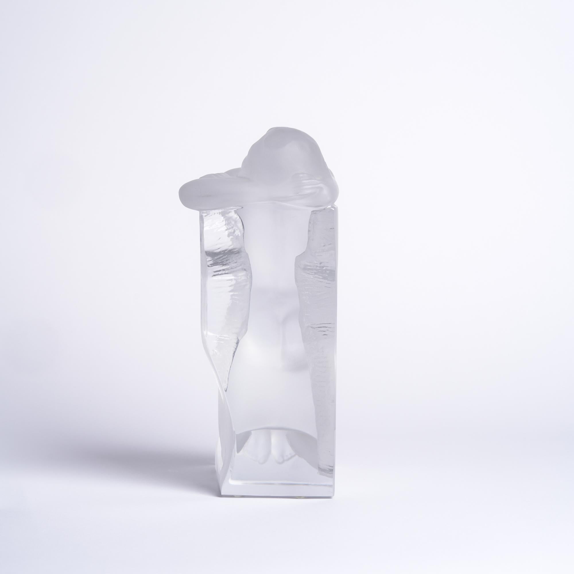Modern Lalique Reverie Nude Crystal Bookend
