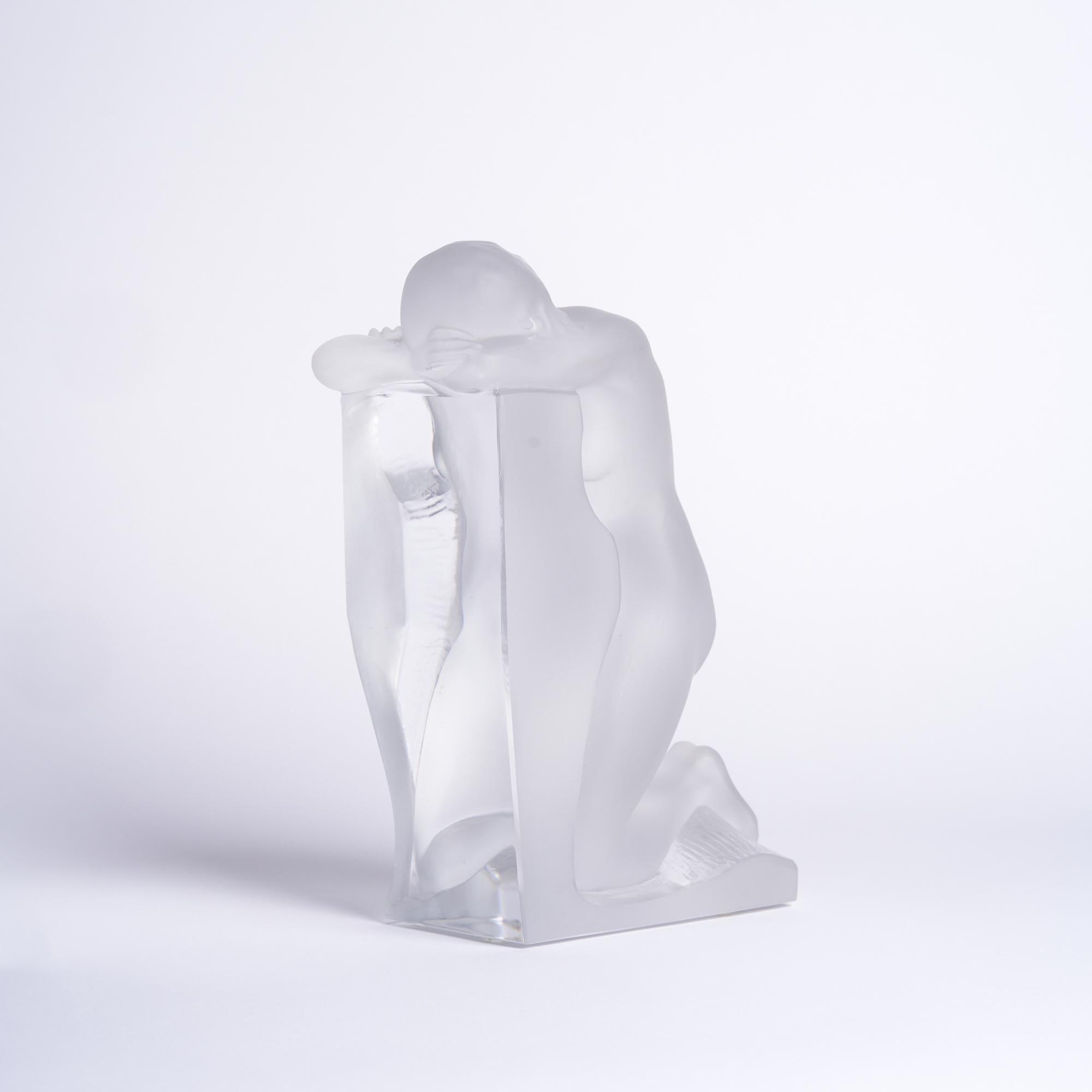 French Lalique Reverie Nude Crystal Bookend