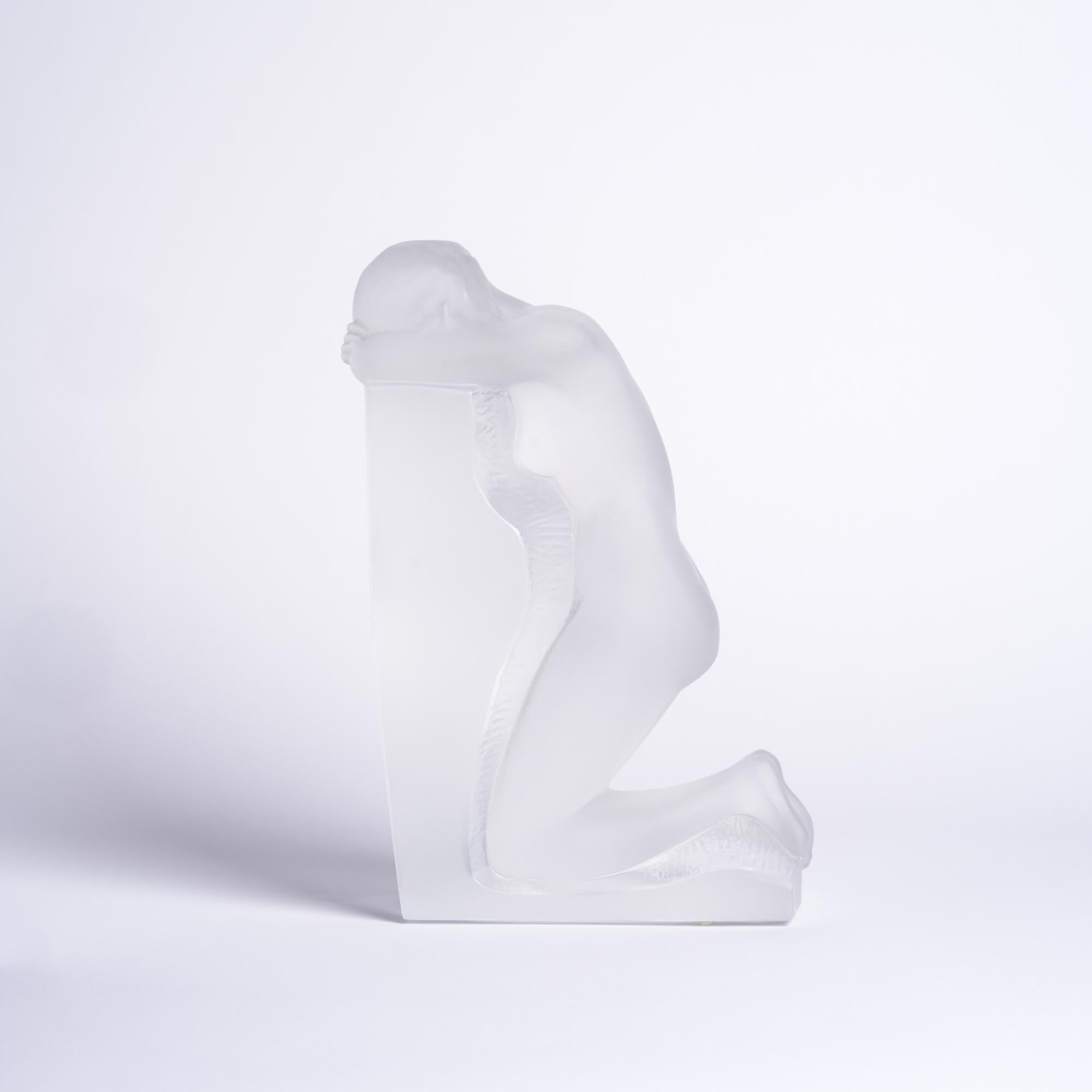 Lalique Reverie Nude Crystal Bookend In Good Condition In Countryside, IL