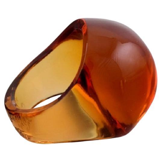 Lalique Ring in Amber Colored Art Glass, 1980s