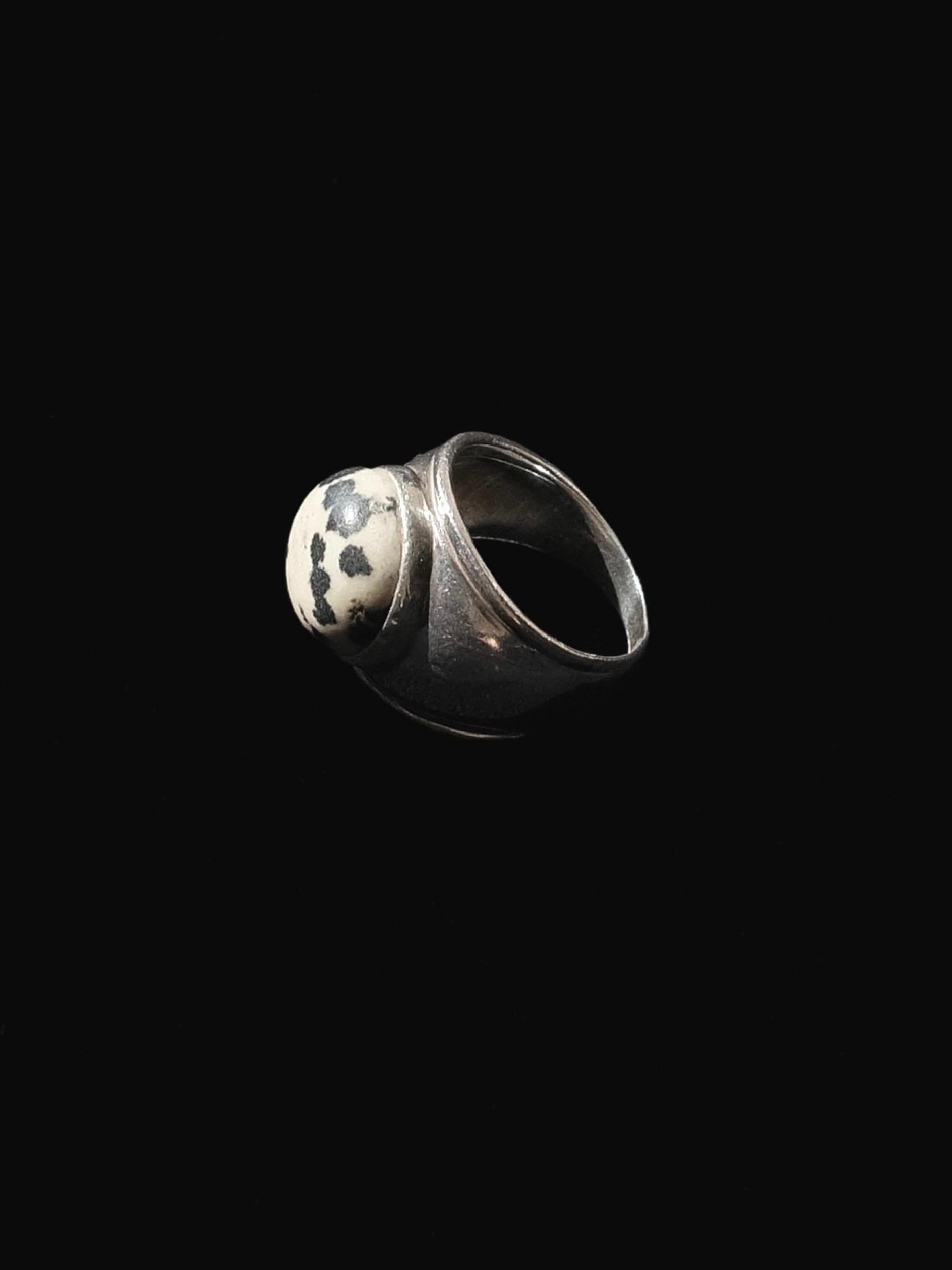 Lalique Ring Sterling Silver Dalmatian Jasper Size 6.5 4