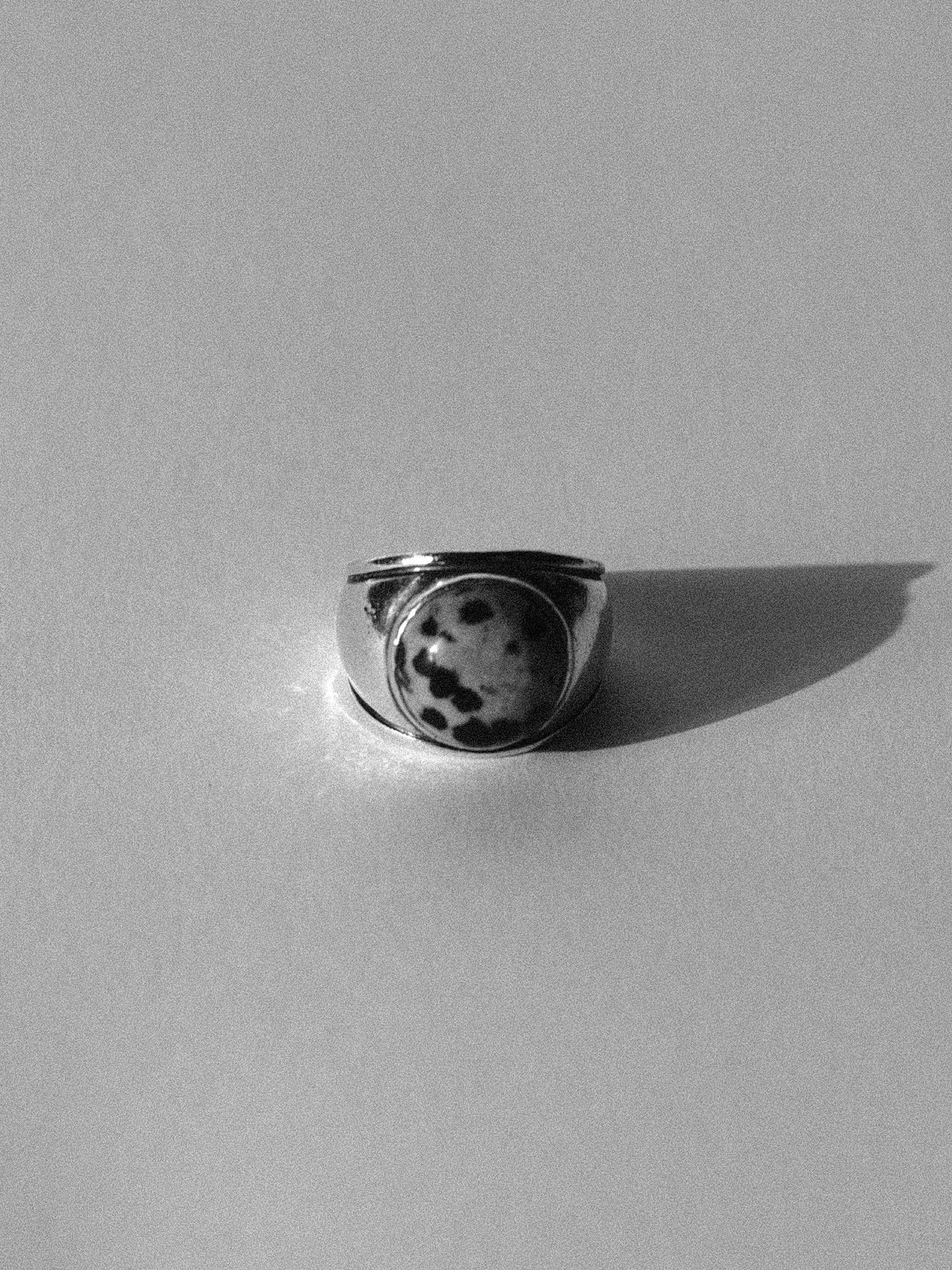 Lalique Ring Sterling Silver Dalmatian Jasper Size 6.5 5