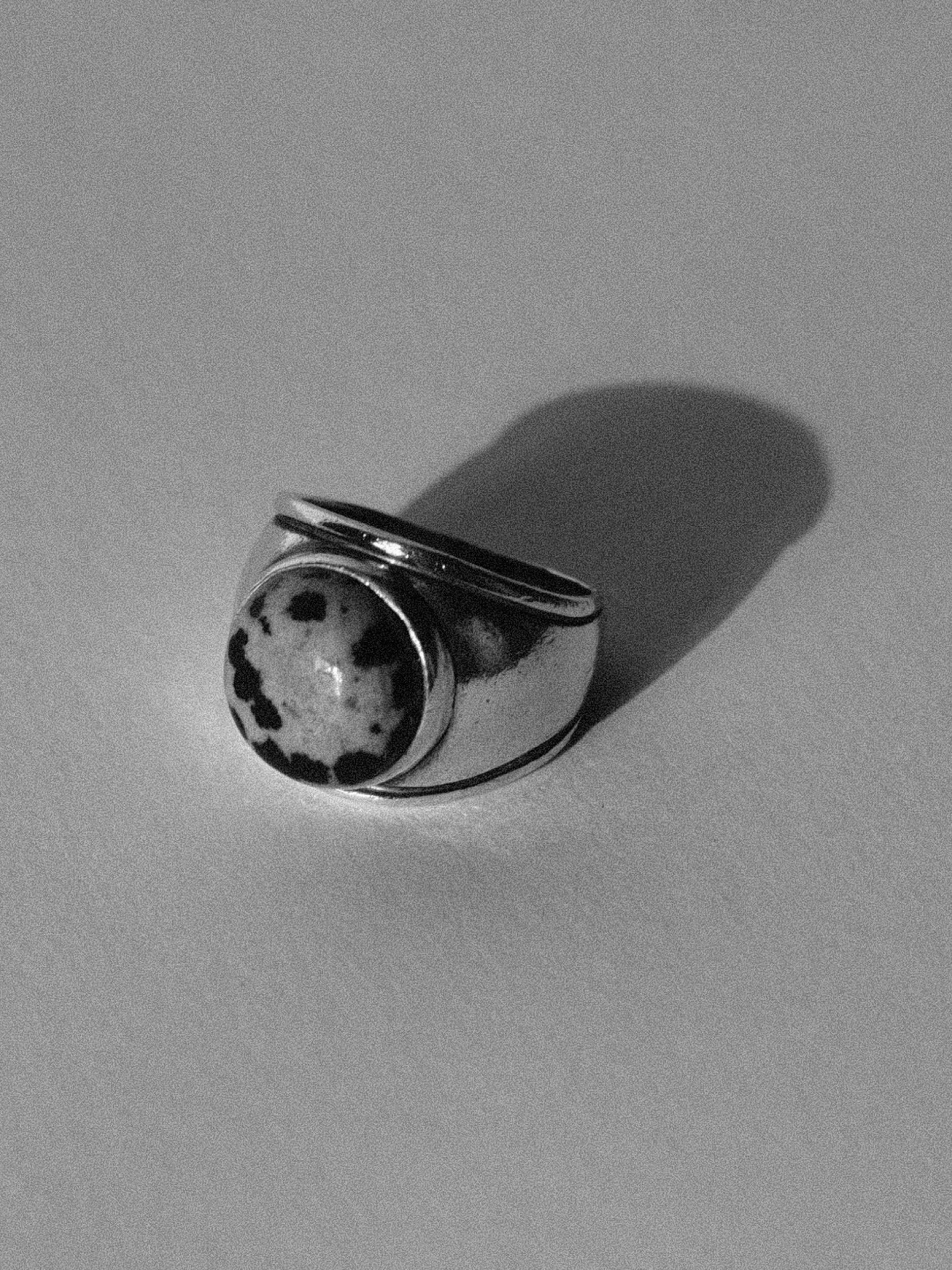 Lalique Ring Sterling Silver Dalmatian Jasper Size 6.5 6