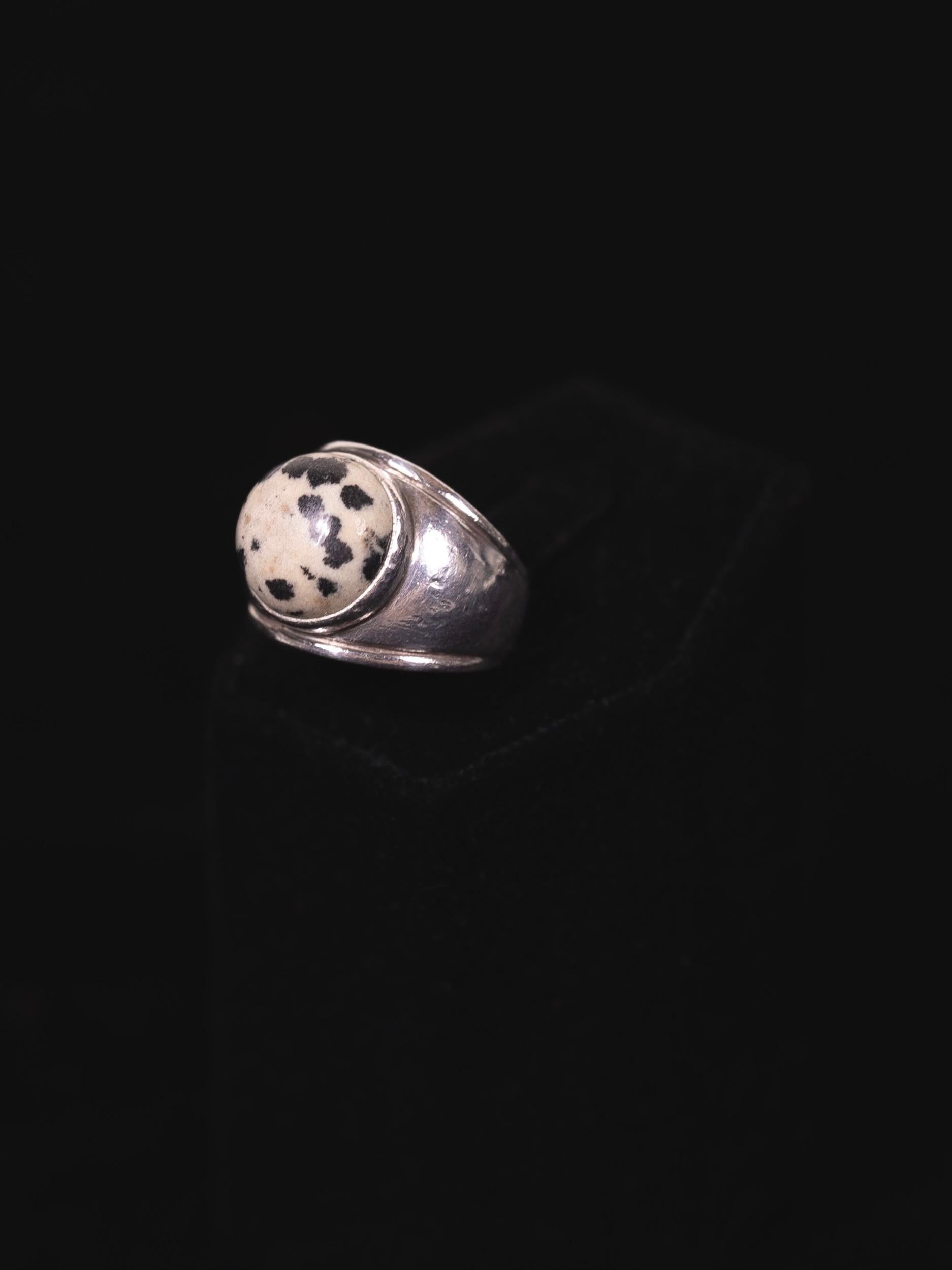 Lalique Ring Sterling Silver Dalmatian Jasper Size 6.5 2