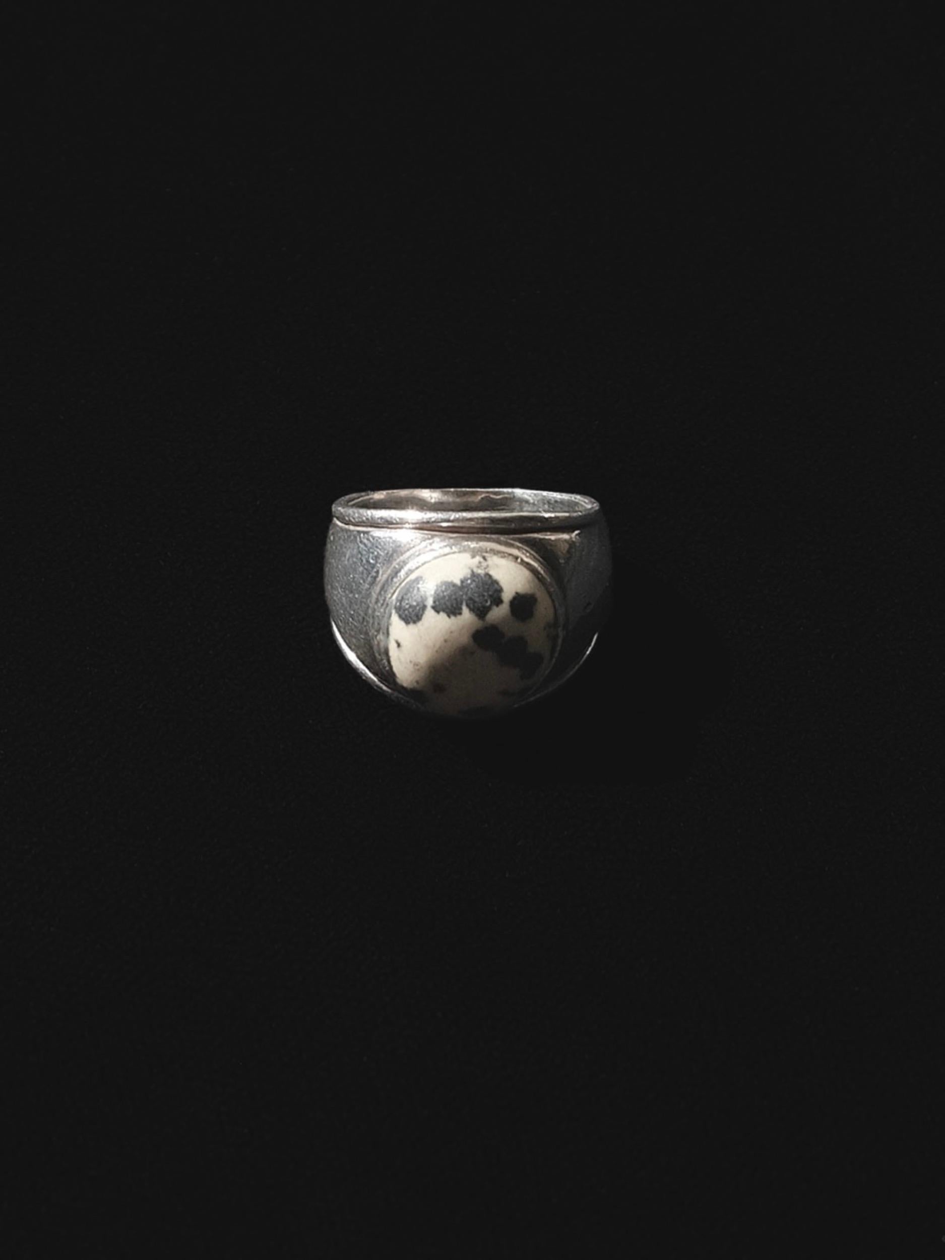 Lalique Ring Sterling Silver Dalmatian Jasper Size 6.5 3