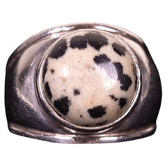 Lalique Ring Sterling Silver Dalmatian Jasper Size 6.5