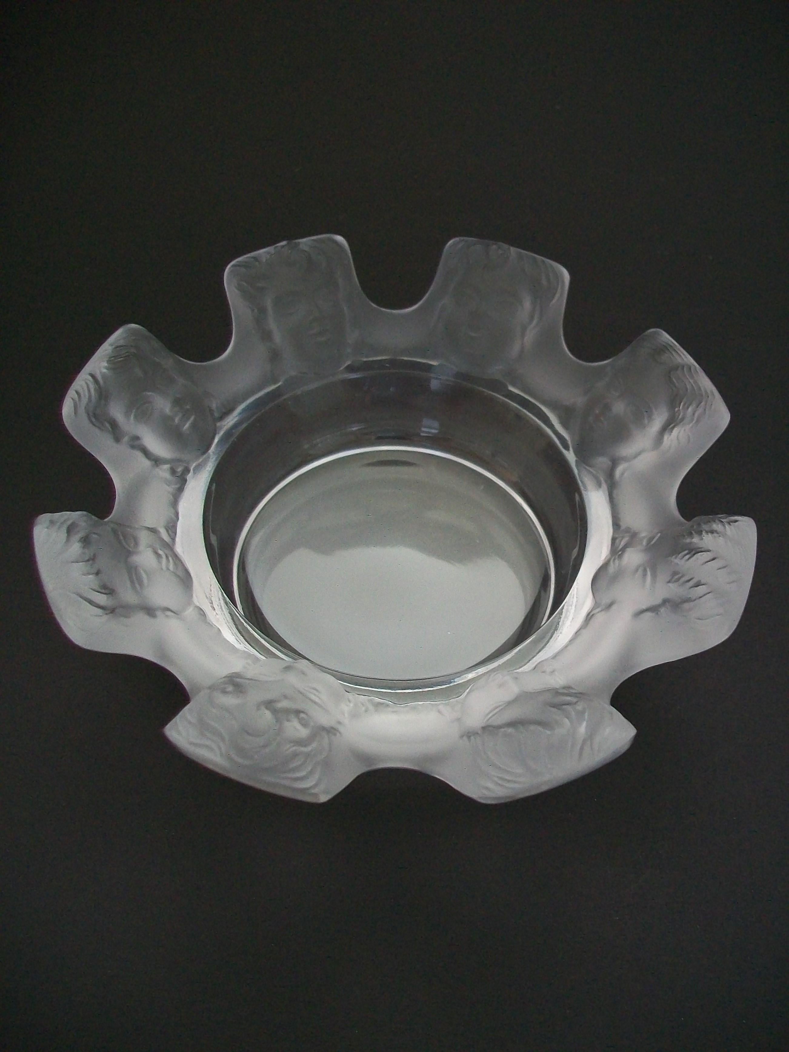 Art Deco Lalique - 'Saint Nicolas' - Crystal Ashtray W/ Masks - France - 20th Century