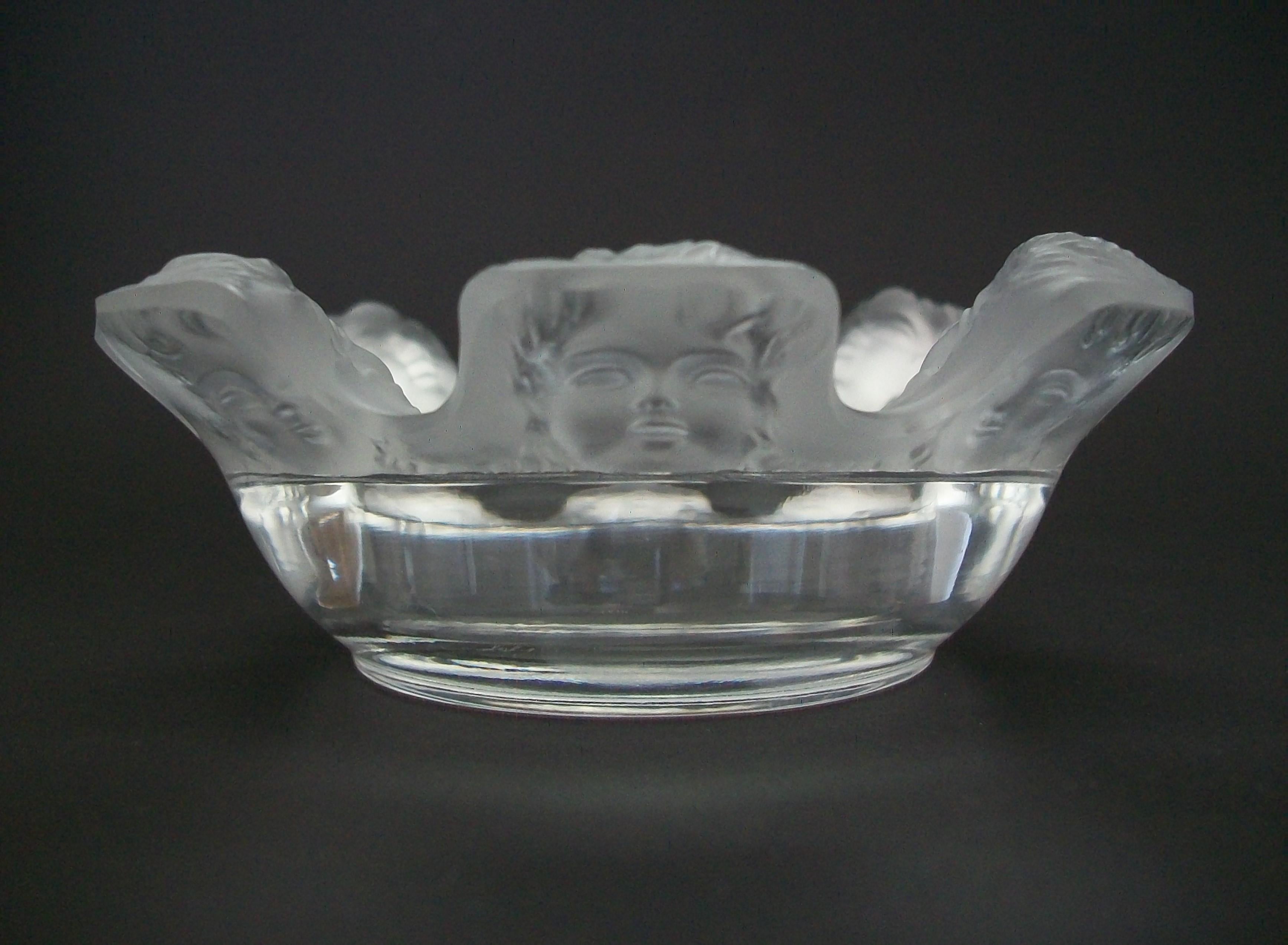 Hand-Crafted Lalique - 'Saint Nicolas' - Crystal Ashtray W/ Masks - France - 20th Century