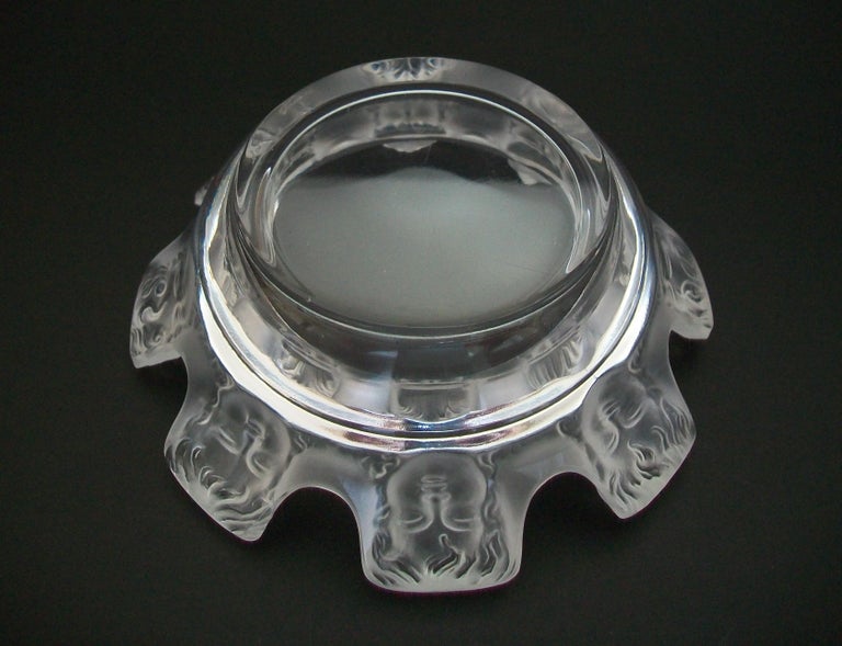 Lalique 'Saint Nicolas' Crystal Ashtray W/ Masks France 20th
