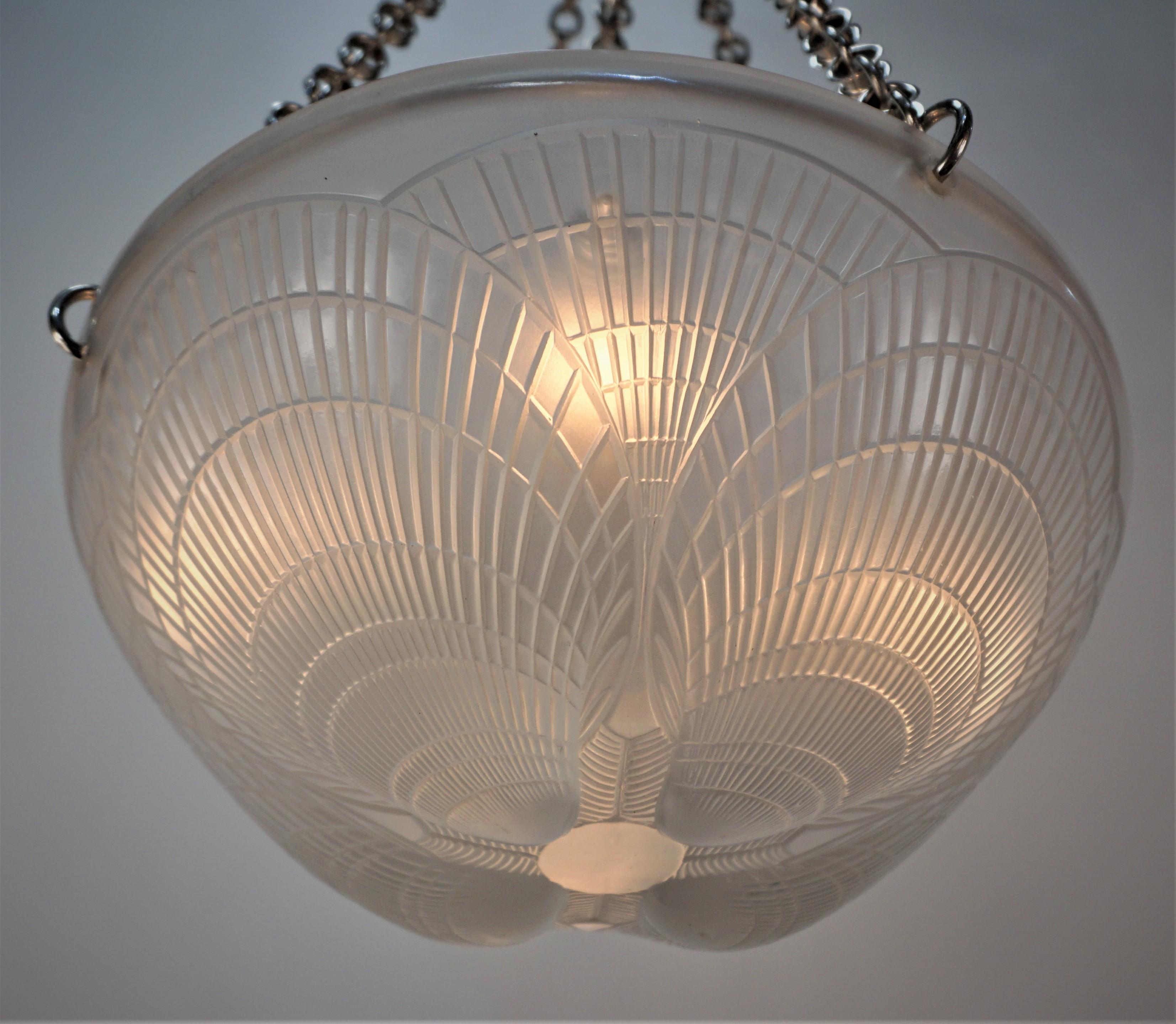 French Lalique, Sea Shell Design Chandeliers For Sale
