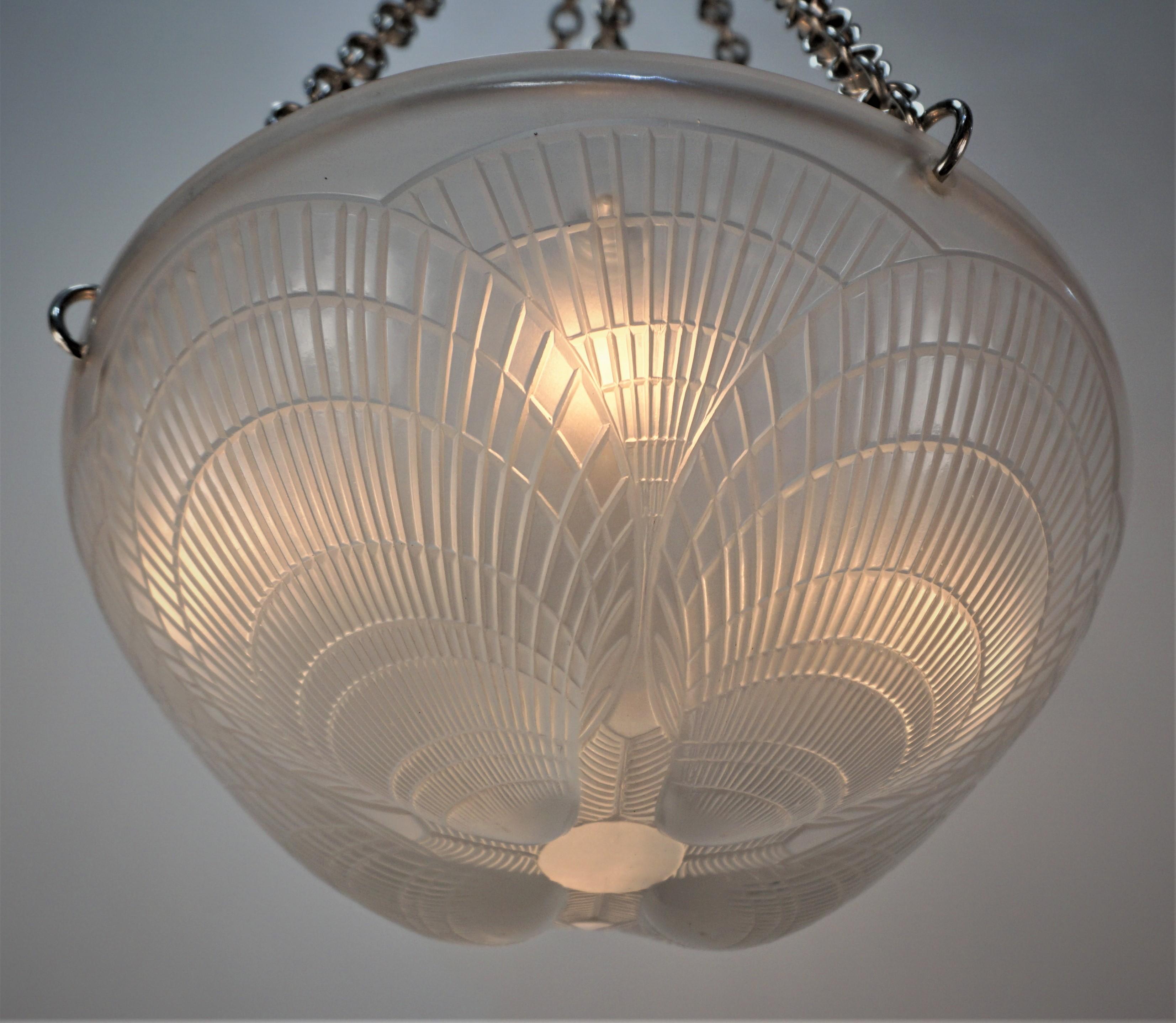 Art Deco Lalique, Sea Shell Design Chandeliers For Sale