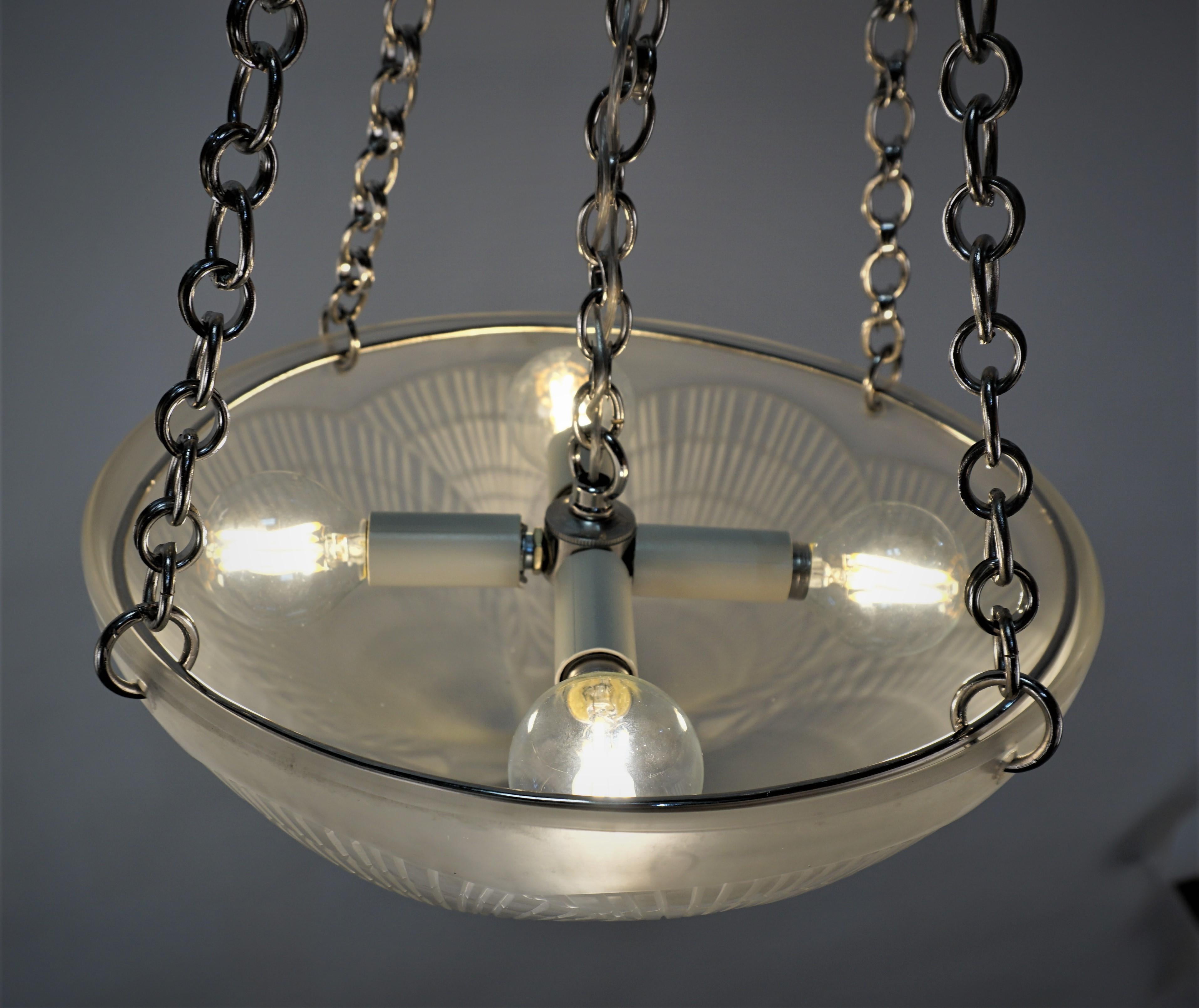 Early 20th Century Lalique, Sea Shell Design Chandeliers For Sale