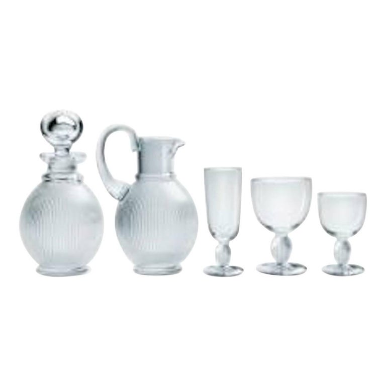 Lalique Service "Langeais" 24 Glasses and Broc et Carafe at 1stDibs