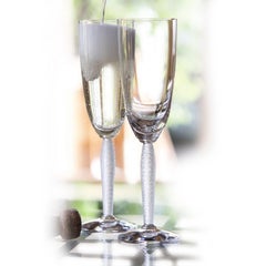 Lalique Set Of 2 Louvre Champagne Flutes