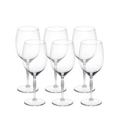 Lalique Set of Six 100 Points Bordeaux Glasses in Clear Crystal