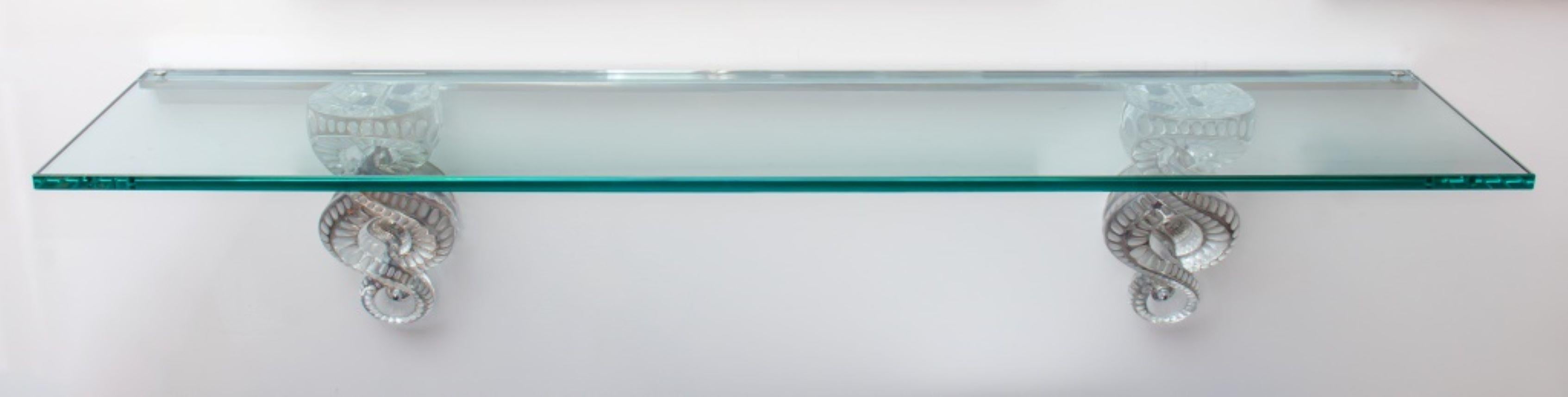 Moderne Console murale « Séville » en cristal et chrome Lalique en vente