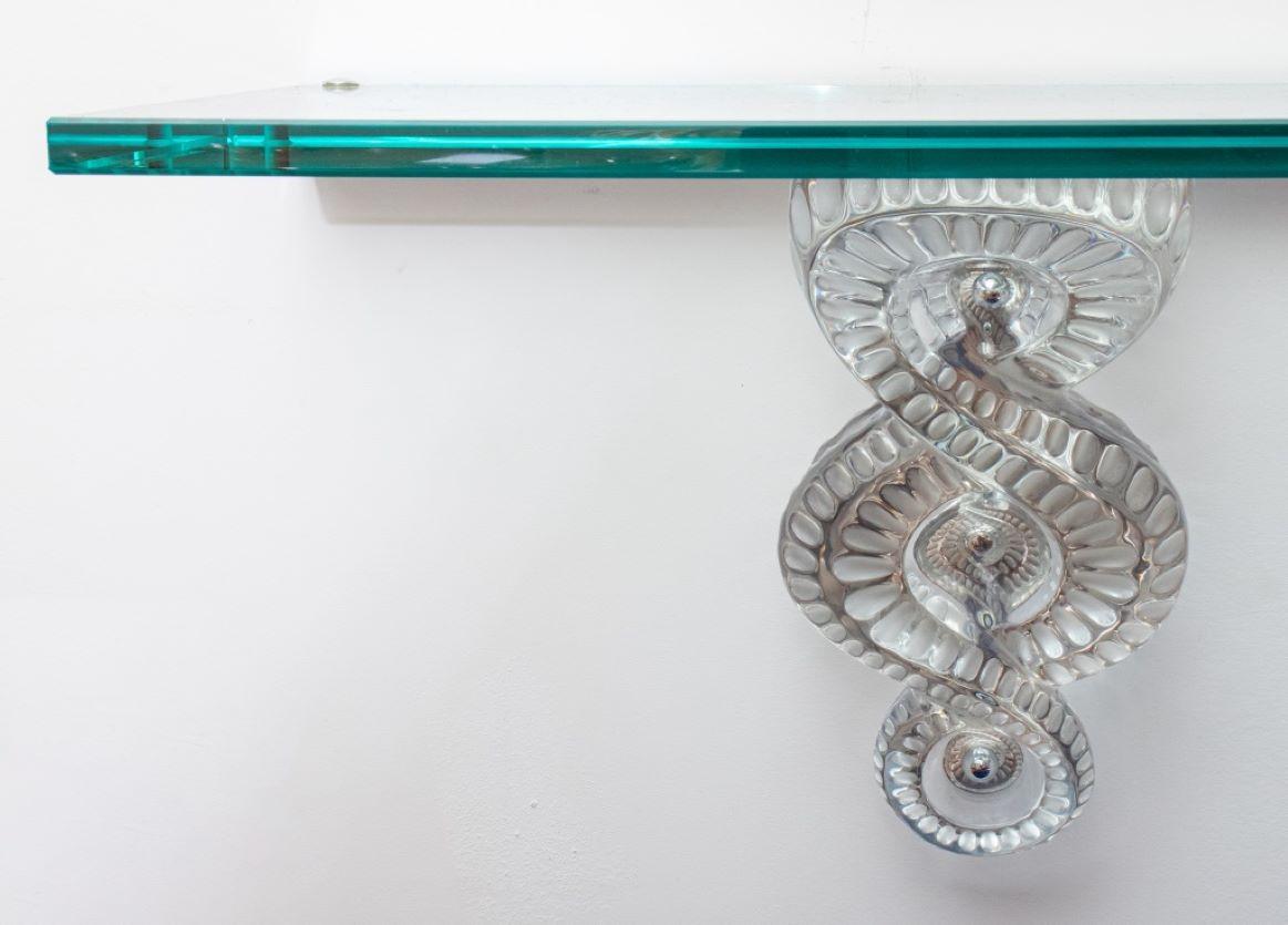 Lalique „Seville“ Wandkonsole aus Kristall und Chrom im Zustand „Gut“ in New York, NY