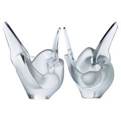Lalique Signed 1 of the 2 Love Birds Vases, France, 1956