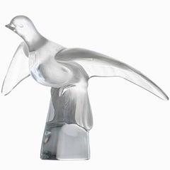 Lalique Signiert Mattiertes Kristall Taube im Flug Skulptur, Frankreich