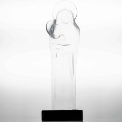 Lalique Signed Pedestal Madonna and Child Crystal, France