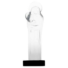 Lalique Signed Pedestal Madonna and Child Crystal, France
