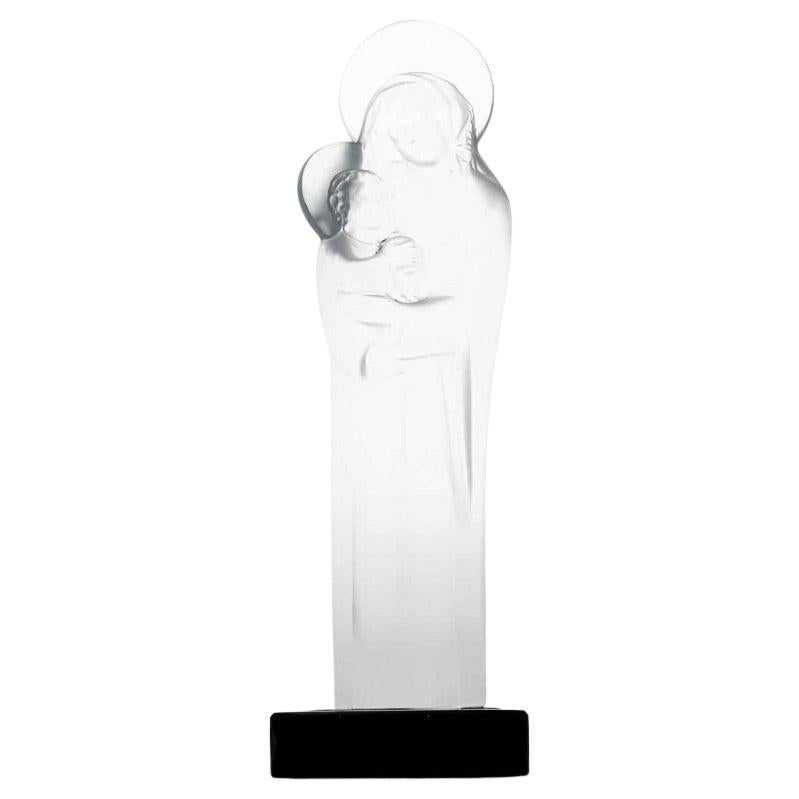 Piedistallo firmato Lalique Madonna 
Child in cristallo, Francia
