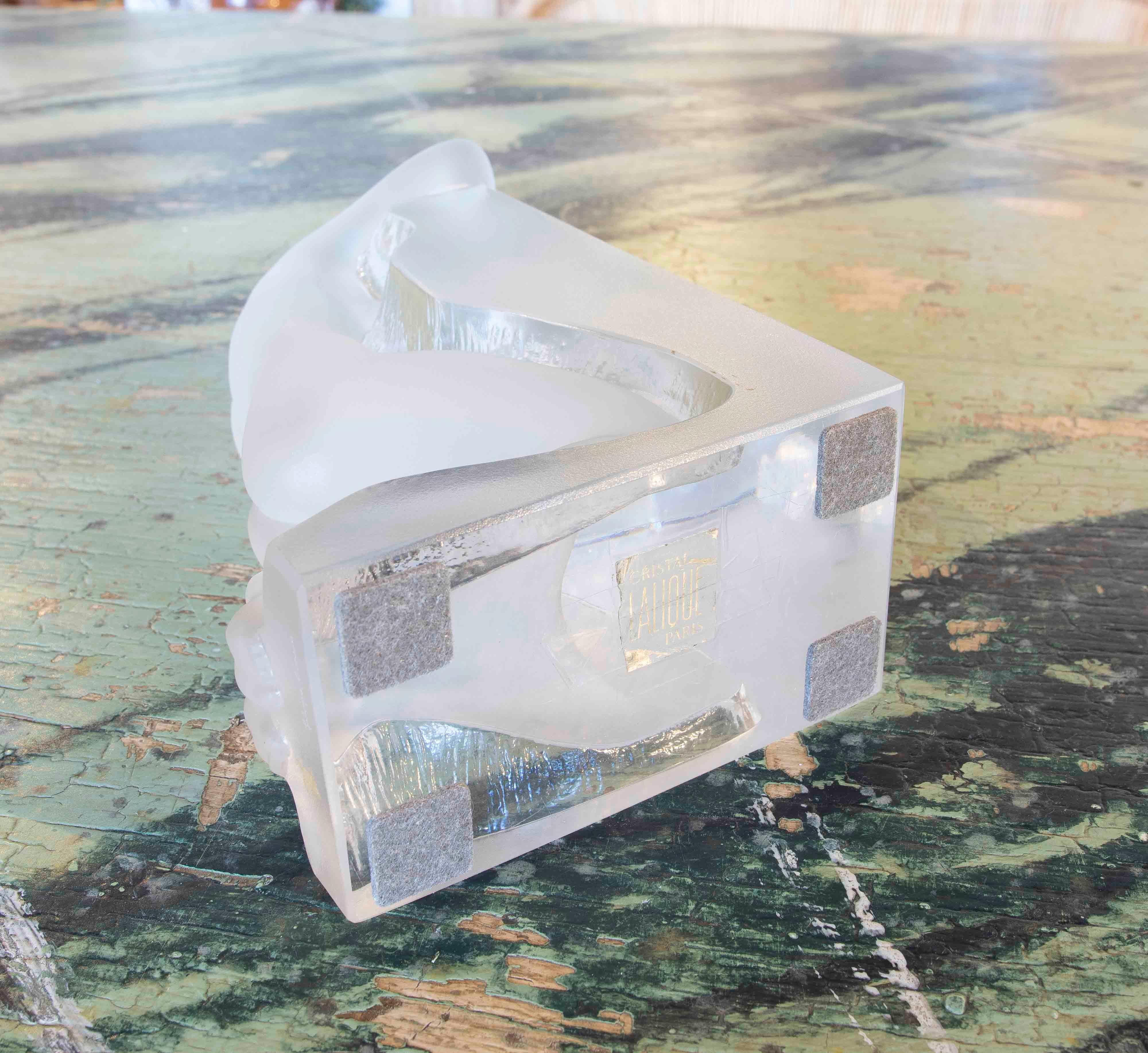Lalique Signed Sculpture in Cold Glass of a Man Lying Down 6