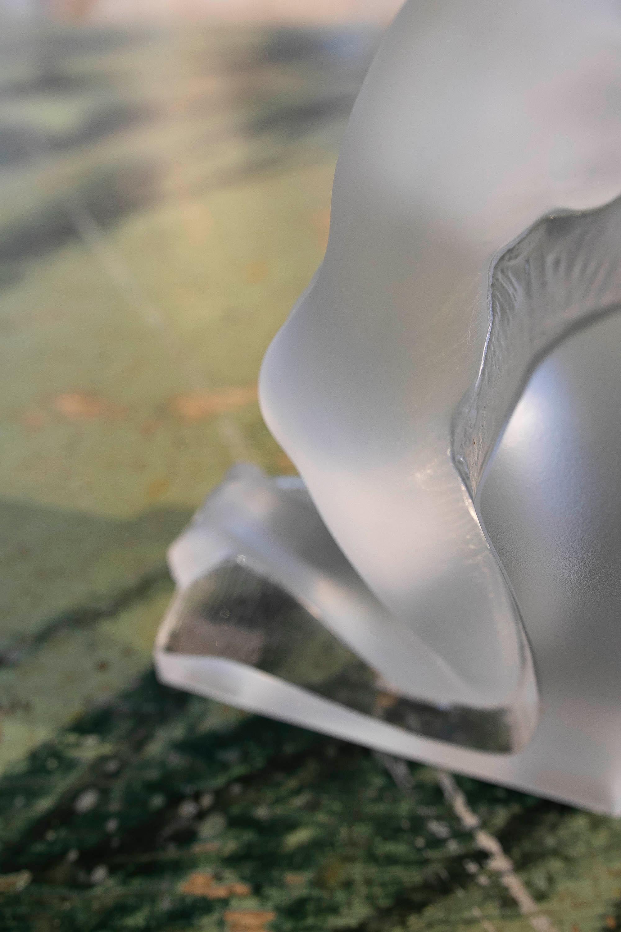 Lalique Signed Sculpture in Cold Glass of a Man Lying Down 10