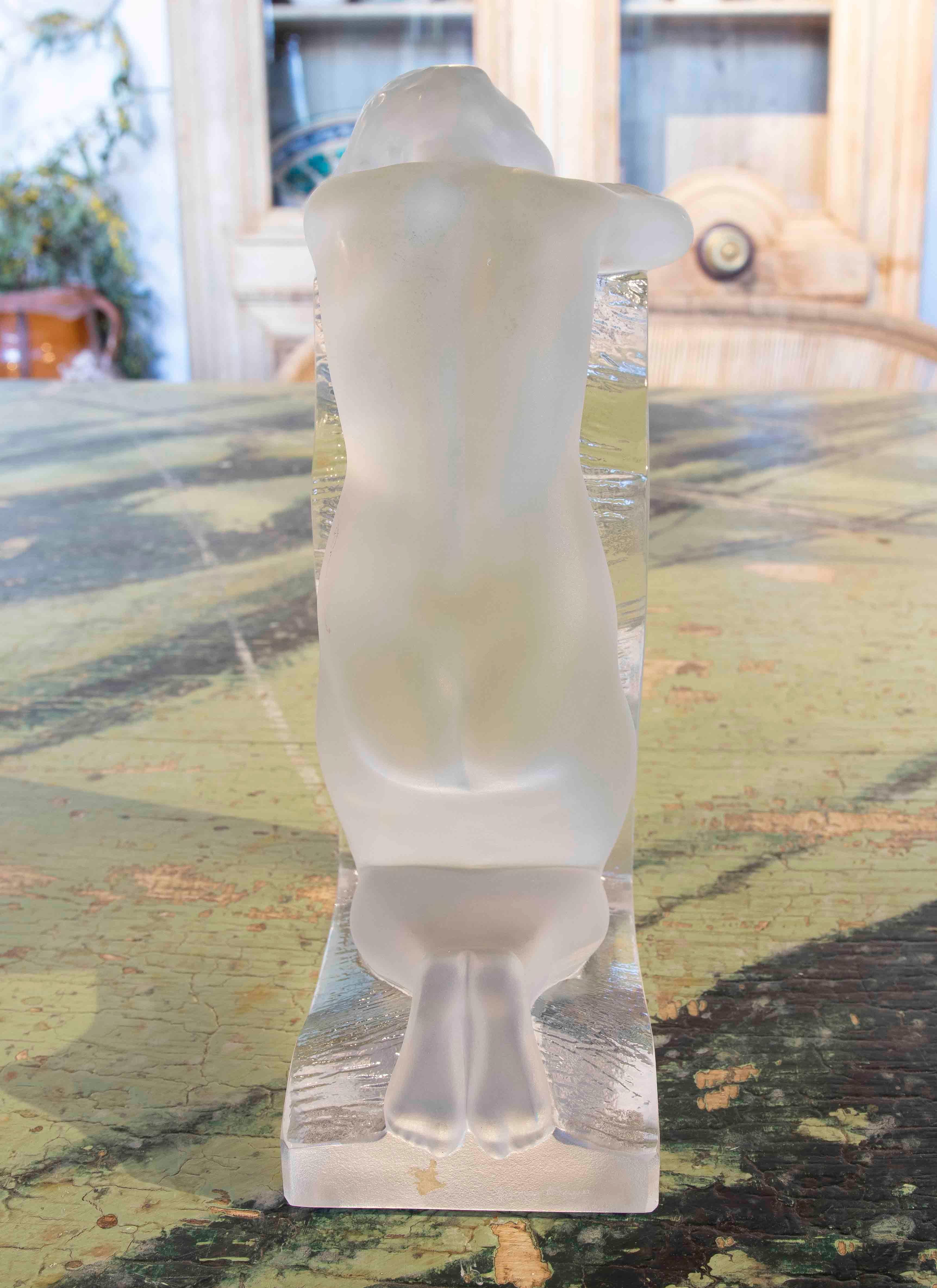 Lalique Signed Sculpture in Cold Glass of a Man Lying Down In Good Condition In Marbella, ES