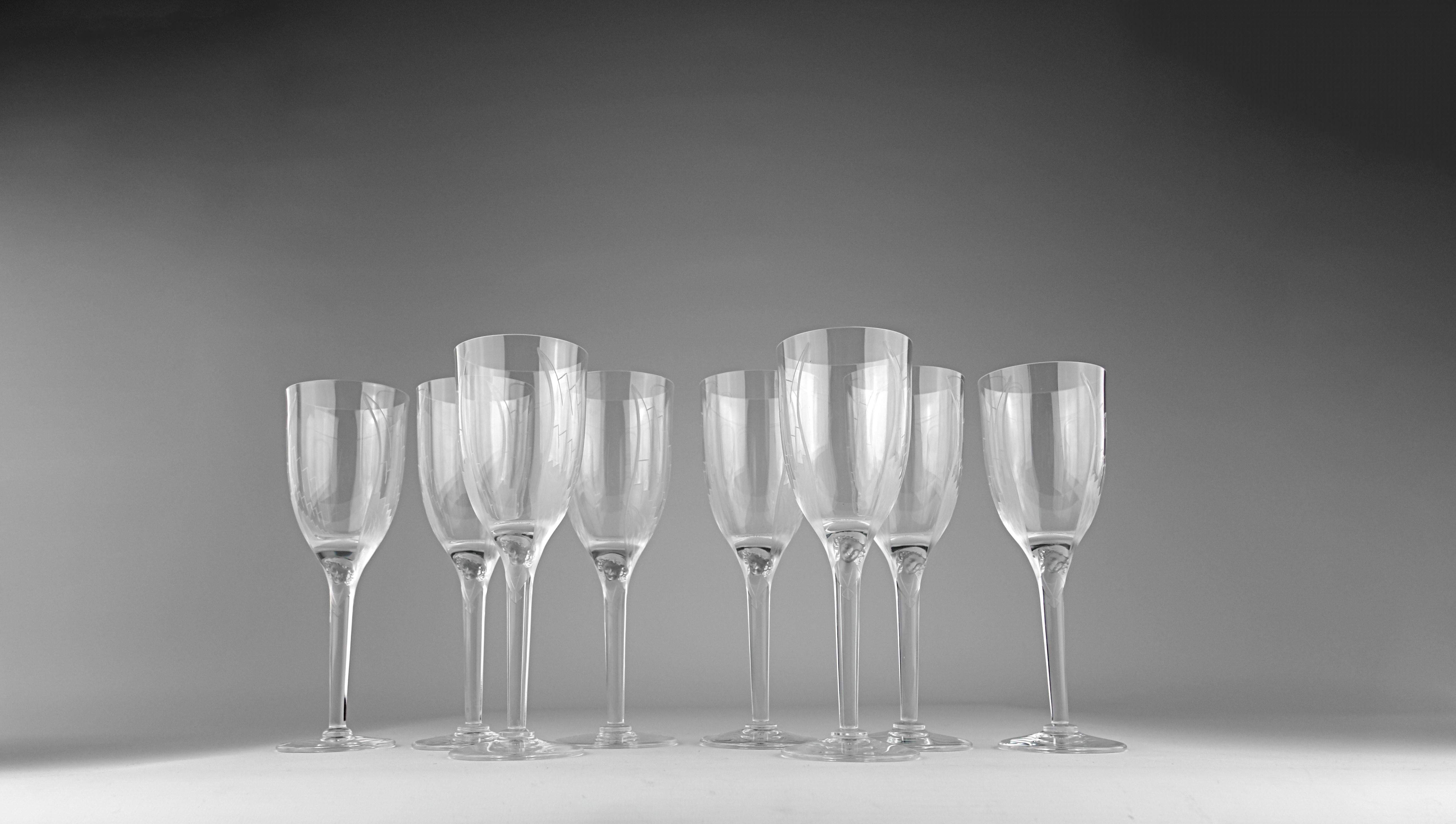 Superbo servizio di otto bicchieri da champagne 