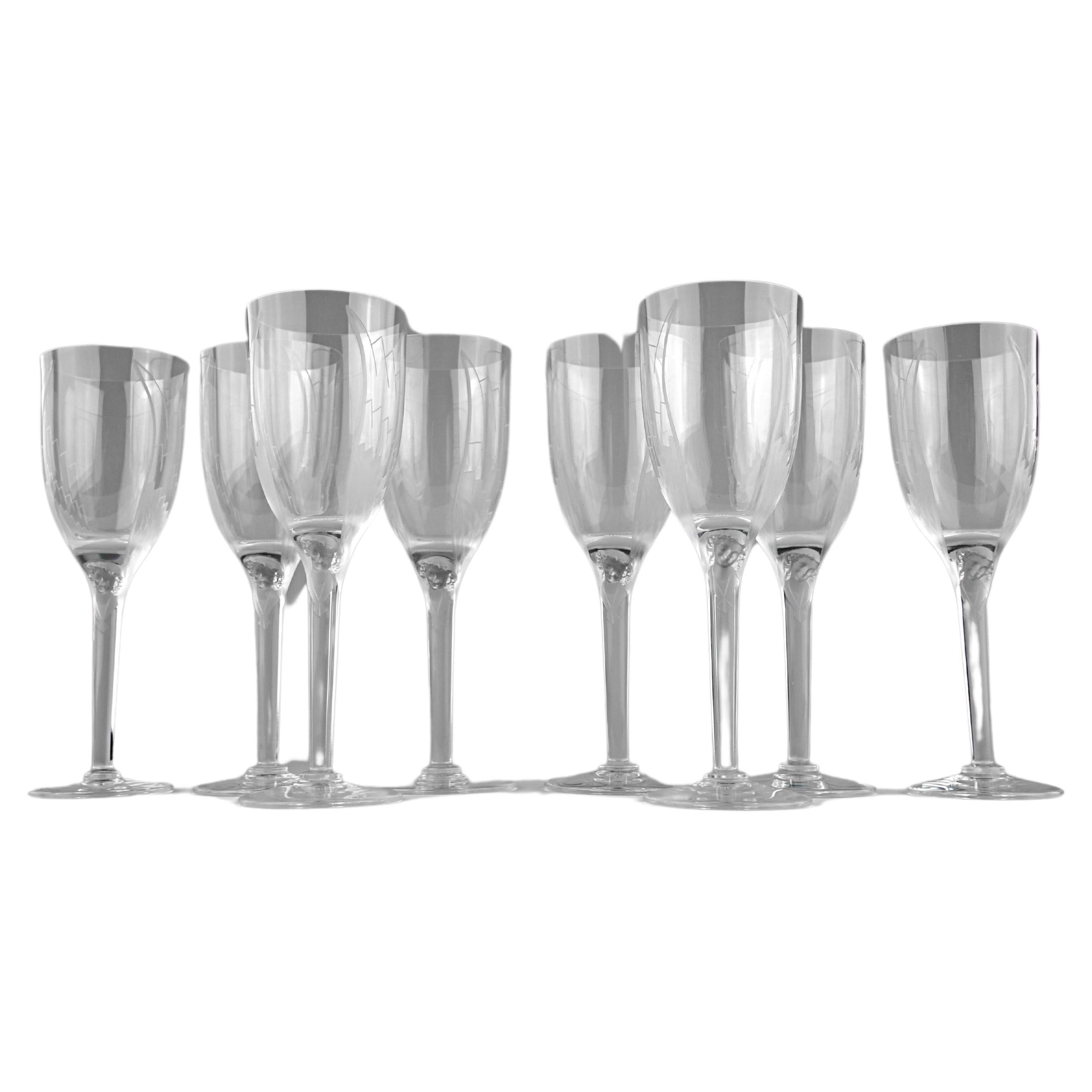 Lalique, Bicchieri da Champagne "Sorriso dell'Angelo" (8), Francia 1980