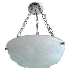Lalique Style Art Deco Crystal 'Poisson' Chandelier, by Verlys, Four Available