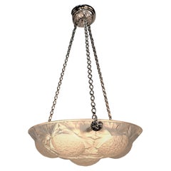 Lalique Style Art Deco Pendant Chandelier 