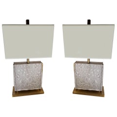 Lalique Style Square Lamps