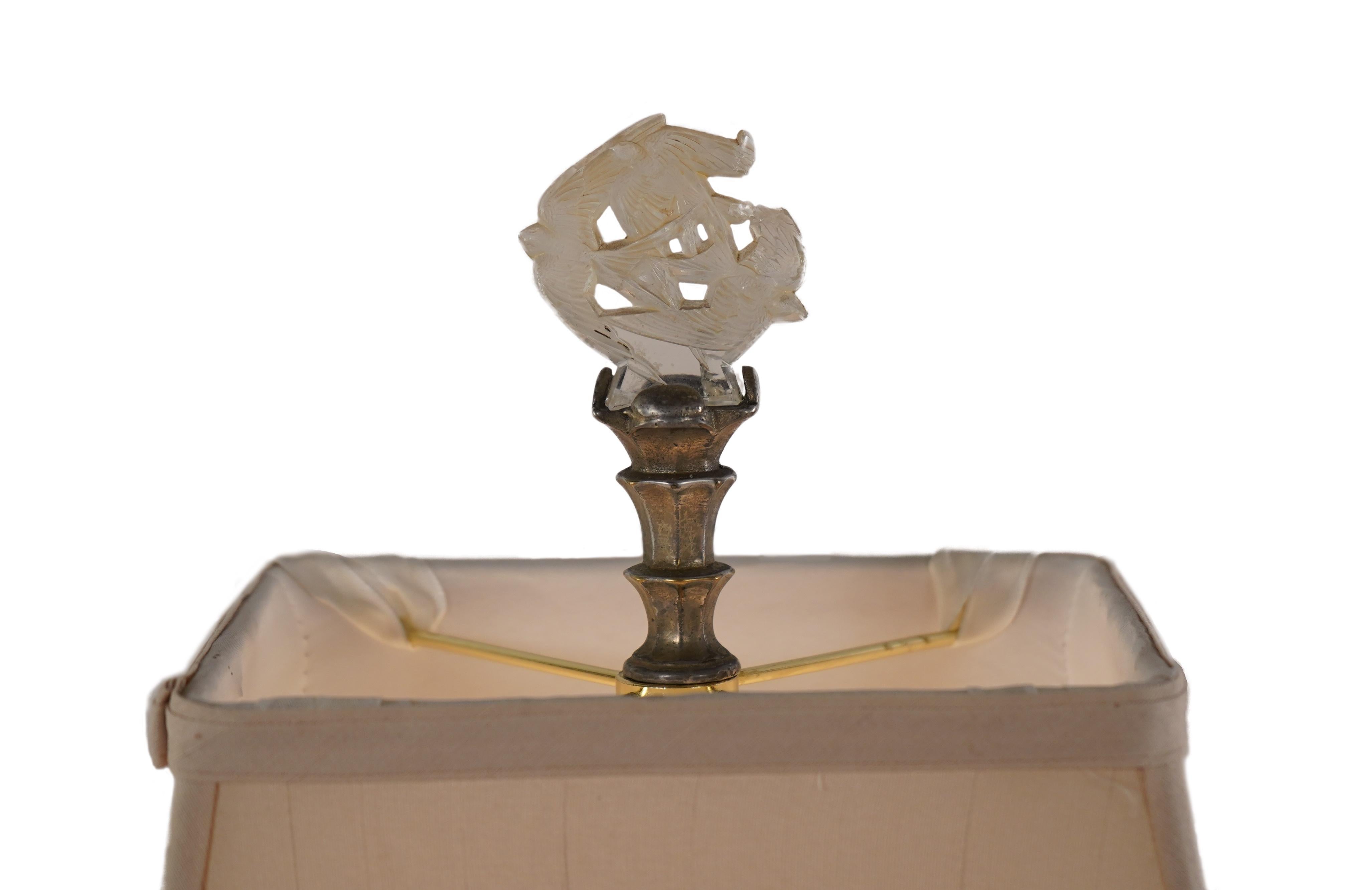 Art Nouveau Lalique Style Table Lamp For Sale