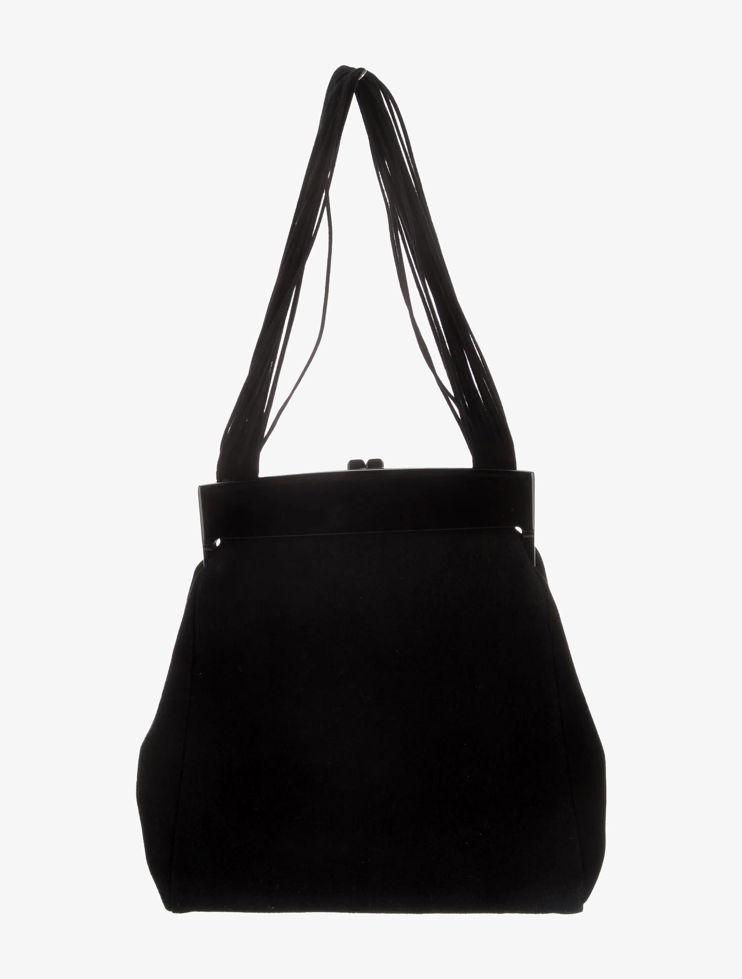 Black Lalique suede top handle bag For Sale