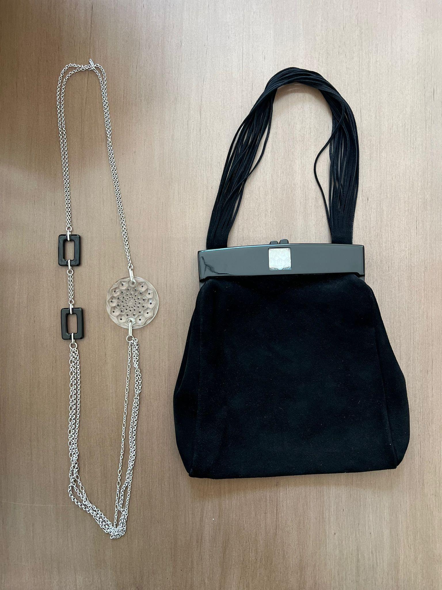 Bolso de asa superior de ante Lalique en venta 1