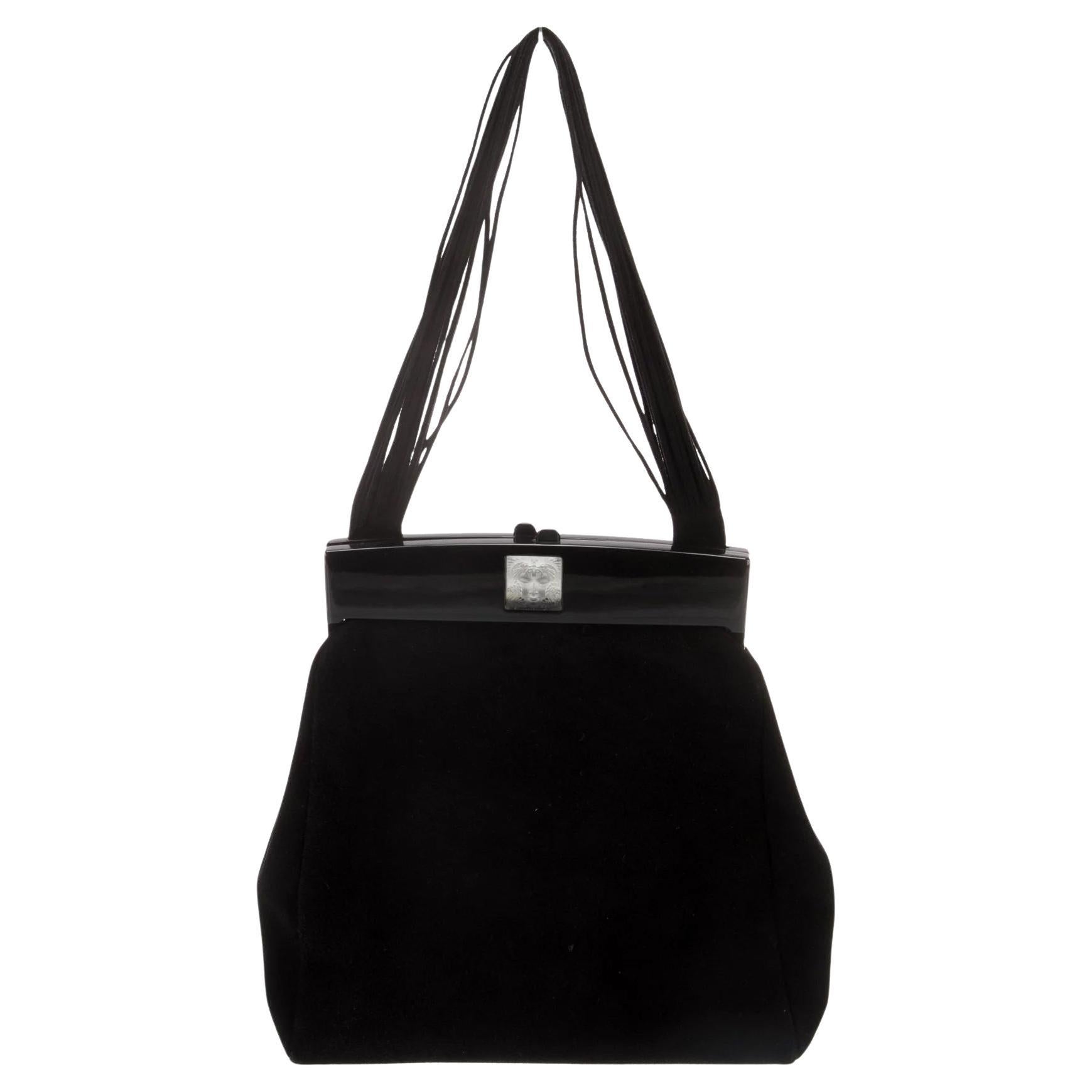 Lalique suede top handle bag For Sale