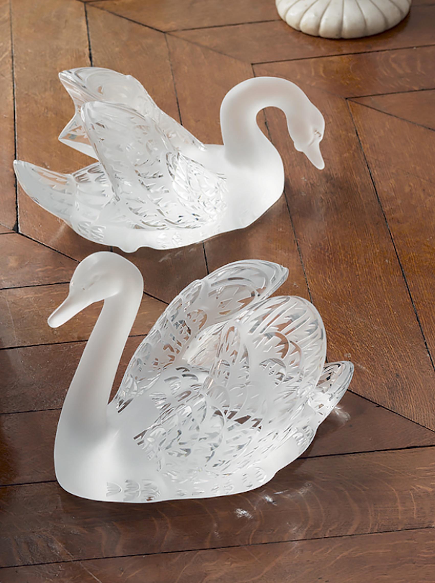 Lalique Surtout Miroir 2 Cygnes 